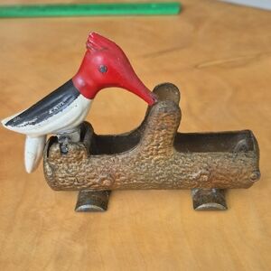 1940s Cast Metal Woodpecker Toothpick Holder